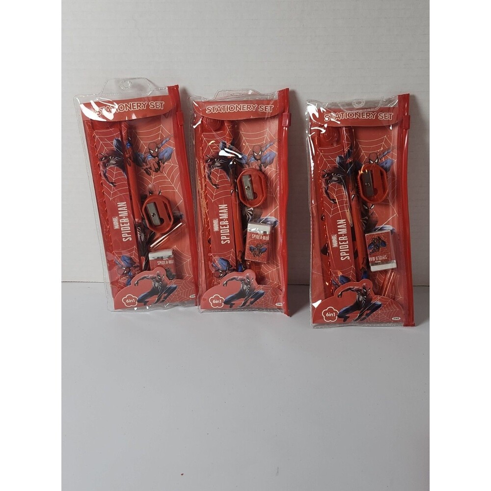 Lot Of 3 Spiderman 6 In 1 Pencil Bags